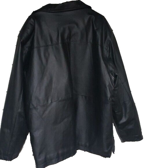 Vintage Duke Haband Black Leather Jacket Men’s XL Quilted Lining Pockets - Picture 2 of 9